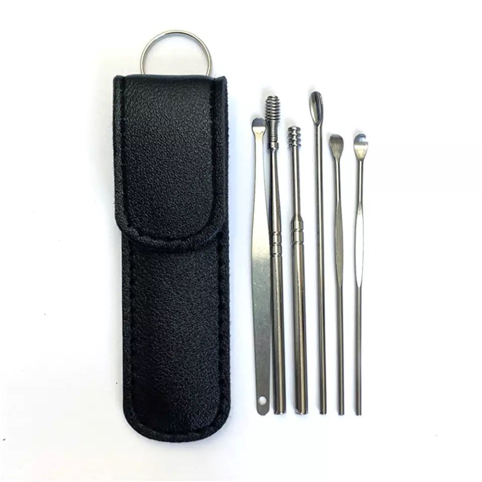 Korek Kuping Set Ear Wax Picker 6PCS - Alat Pembersih Telinga Stainless Steel Anti Karat F713