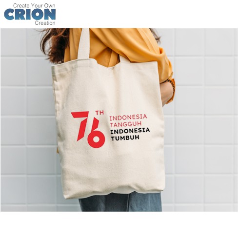 Totebag Blacu - 76TH Merdeka Indonesia - Bisa Custom Nama - By Crion