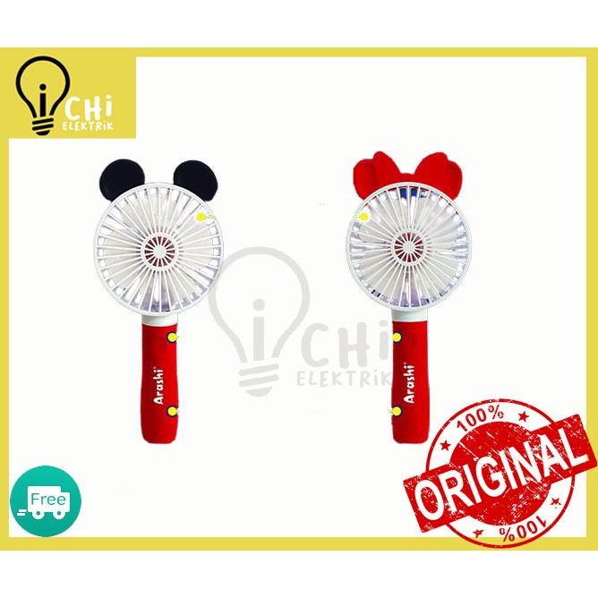 Kipas Angin Portable Arashi Miki Fan - Kipas Genggam Tangan Cas Ulang