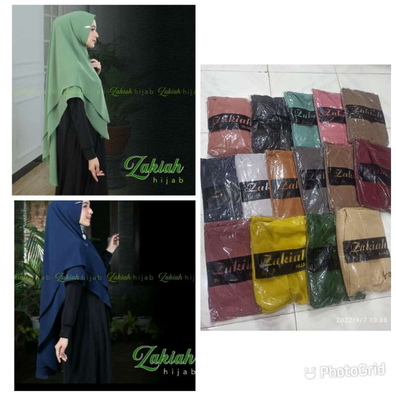khimar hijab zakiah polos plat jumbo