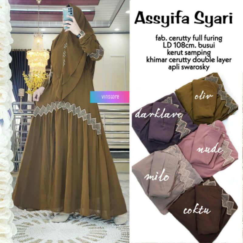 gamis cerutty full furing assyifa syari by vinstore
