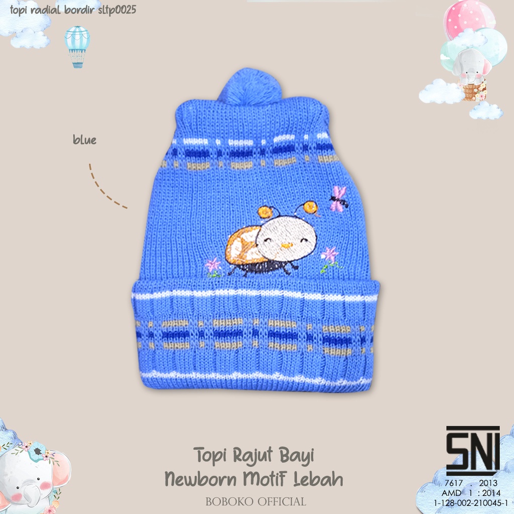 BOBOKO Topi Rajut Bayi Newborn Motif Lebah 0-3 bulan