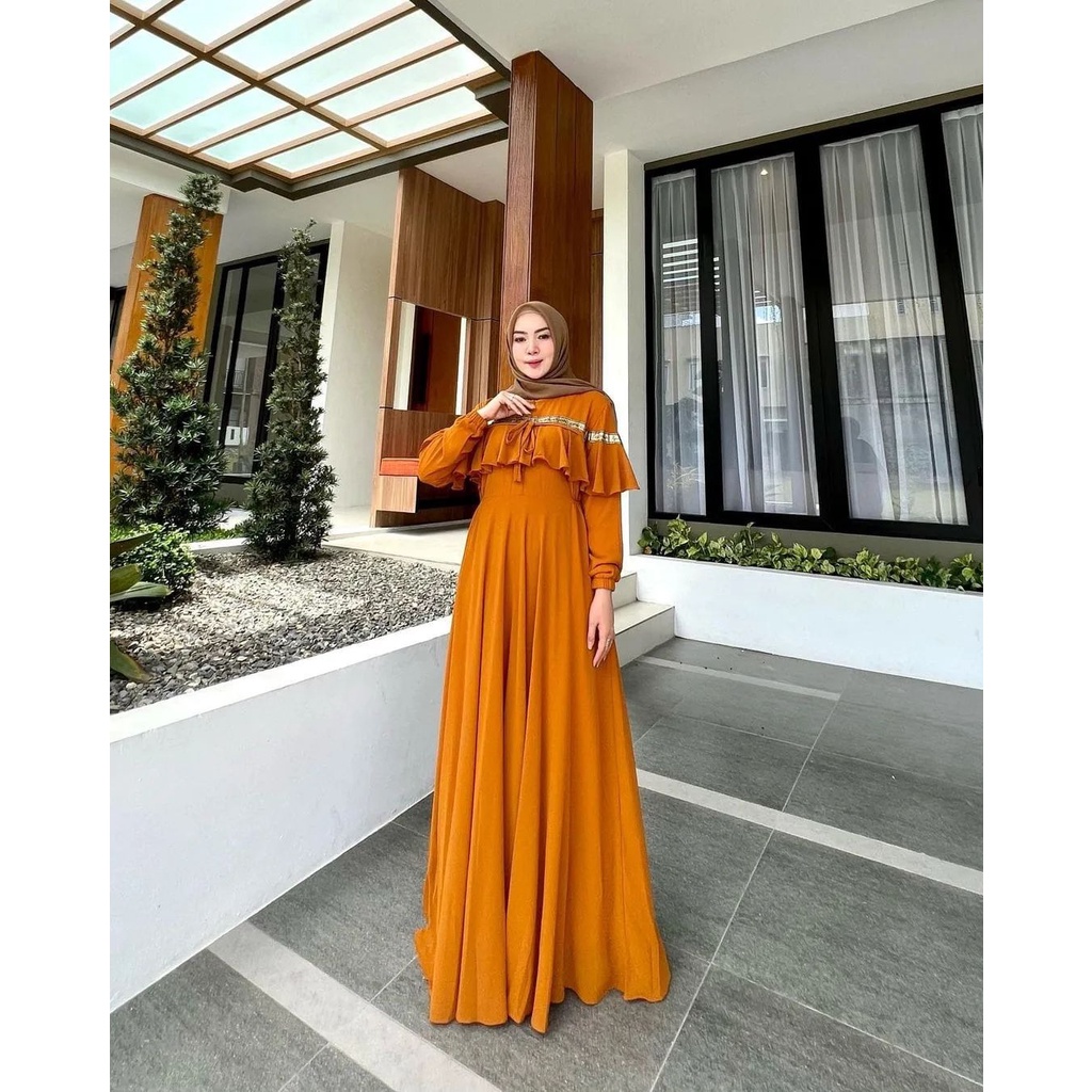 Gamis Wanita Kekinian Sabrina Dress Ceruty Baydoll Pakaian Wanita Baju Muslim Wanita Modern Gamis Model Terbaru 2023 Maxy Dress Wanita Jumbo Baju Dress Muslim