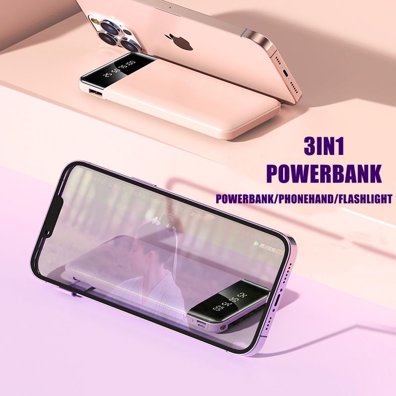 Powerbank / Power Bank Fast charging USB Portable 20000mah LED display 3IN1 FLASHLIGHT+PHONE HOULDER+POWERBANK