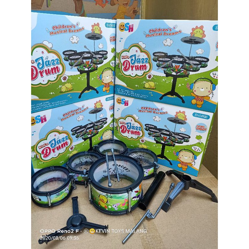 SH 1232 LITTLE JAZZ DRUM SET 6 IN 1 / mainan drum jazz set anak ukuran sedang kevin toys malang