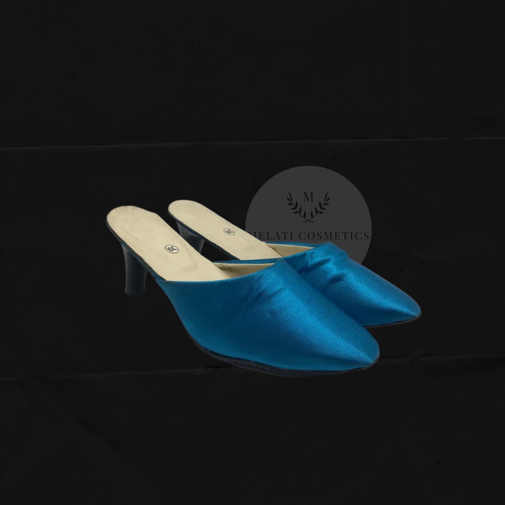Slop Pengantin Polos 7 CM Set Selop Manten Set Sepatu Wedding Penganten Perempuan Wanita Heels Pria