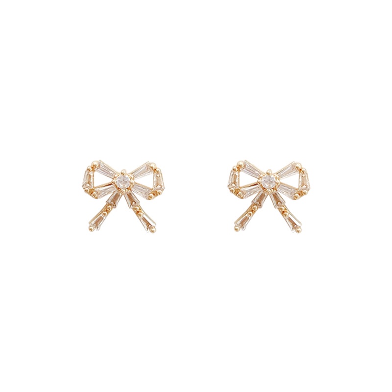 Anting Tusuk Gantung Bahan Sterling silver 925 Desain Pita Hias Zircon Gaya Mewahsimple Untuk Wanita