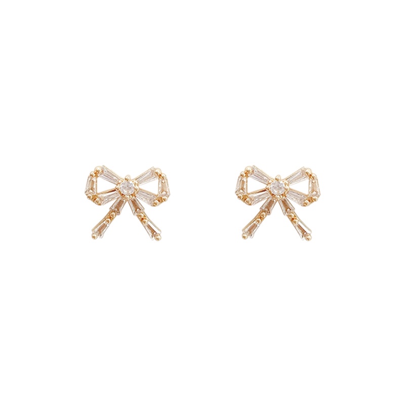 Anting Tusuk Gantung Bahan Sterling silver 925 Desain Pita Hias Zircon Gaya Mewahsimple Untuk Wanita