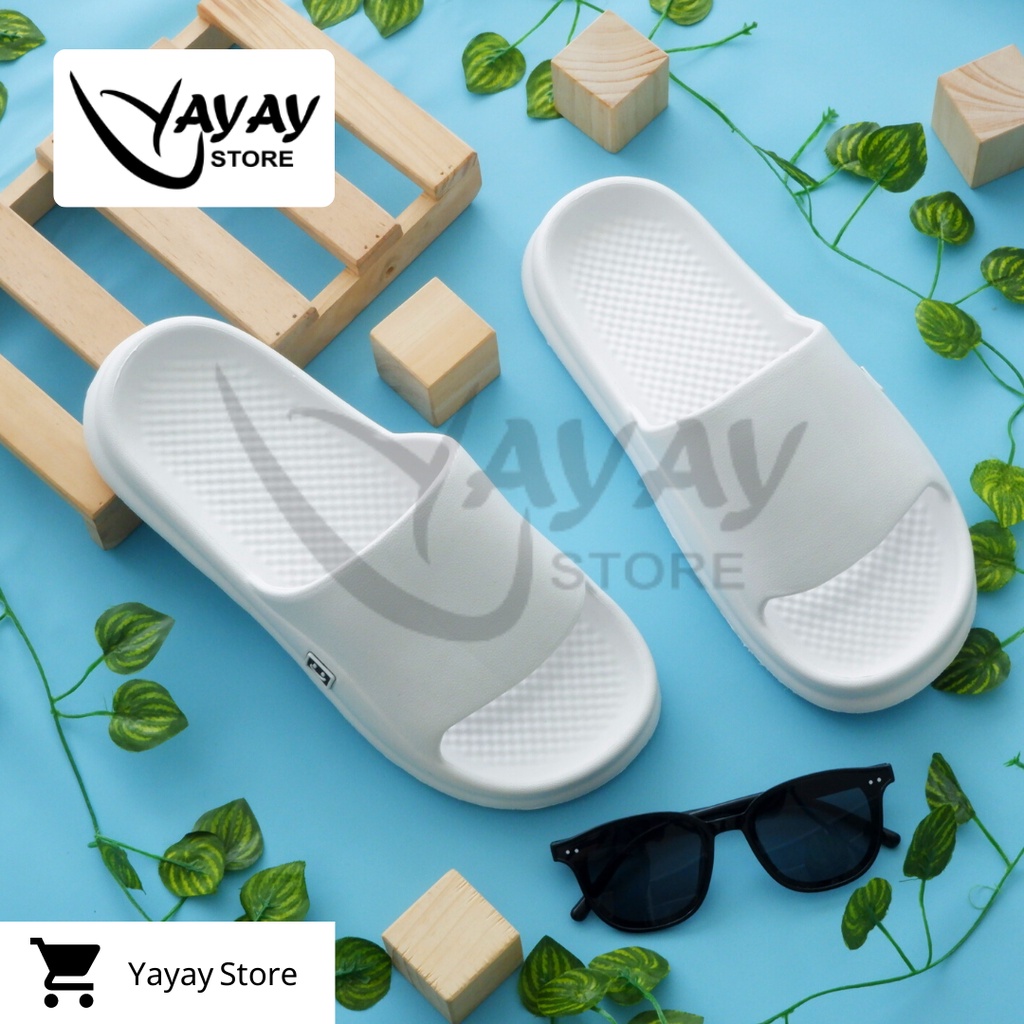 Sandal slop pria EVA / Sandal rumah laki laki / Sendal slop pria / Sandal slide pria / Sandal slop / Sendal slop 39 s/d 44-Putih