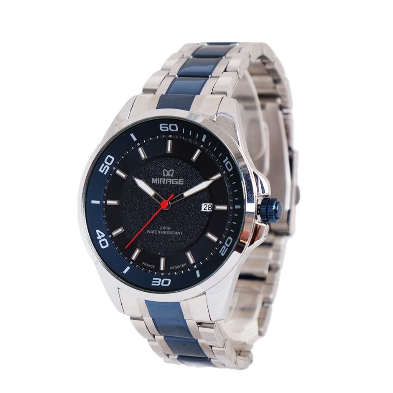 jam tangan Mirage Rante silver blue pria ori