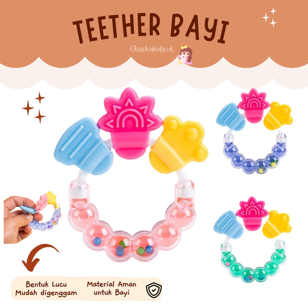 Mainan Gigitan Bayi / TEETHER baby toy Rattle Bayi Kerincing / Tether teether genggam bayi