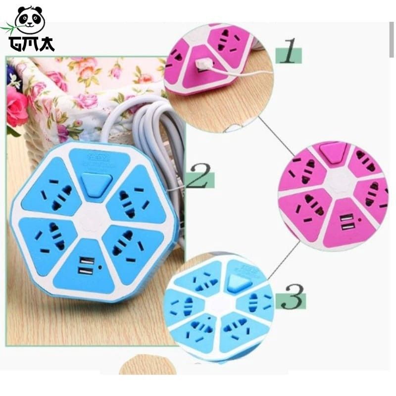 COD Stop Kontak USB Hexagon Socket ( Colokan Jeruk 4 USB) Listrik.