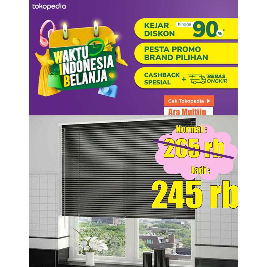 tirai gulung pvc venetian blind 120 x 220 - Cokelat