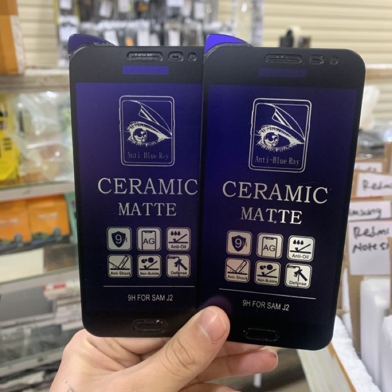Samsung Galaxy J2 2015 Ceramic Matte Blue Ray Screen Guard Anti Radiasi Full Cover - UA