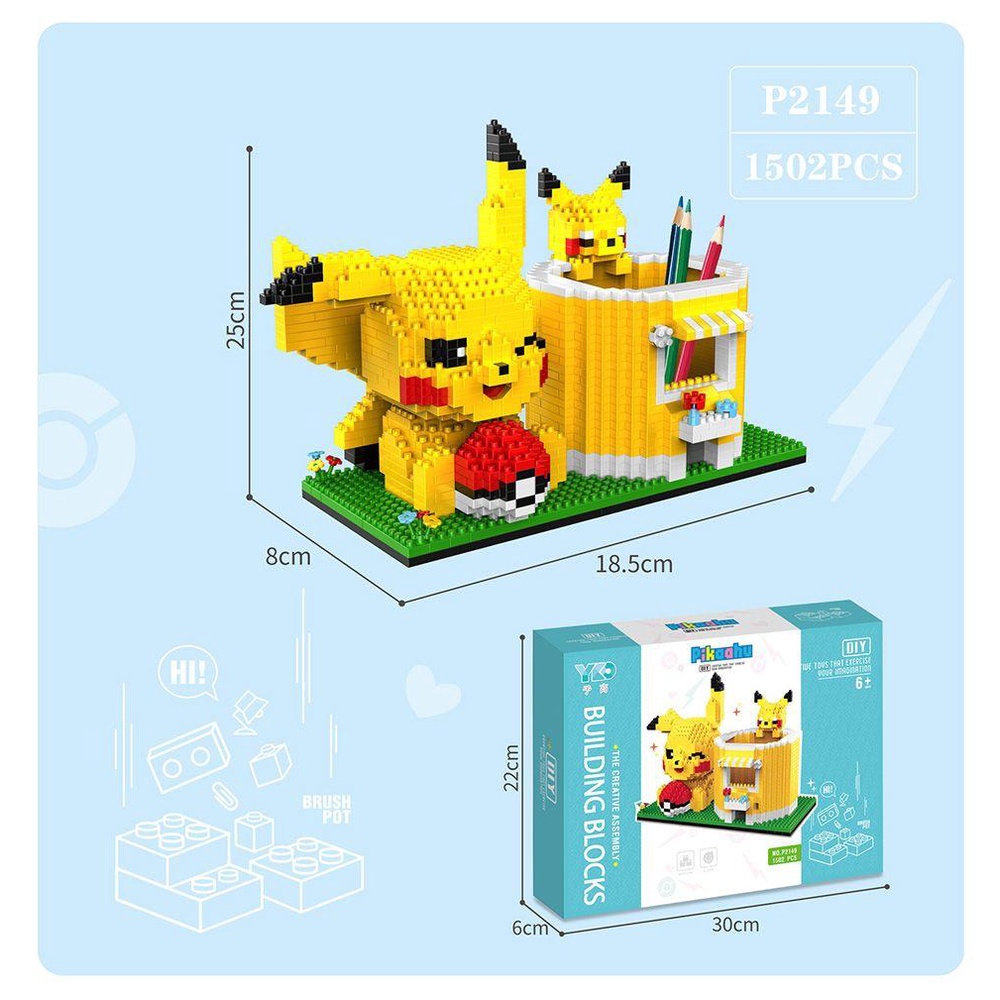 R-FLOWER Tempat Pulpen Gambar Kartun Lucu Action Anak Hadiah Pokemon Pikachu