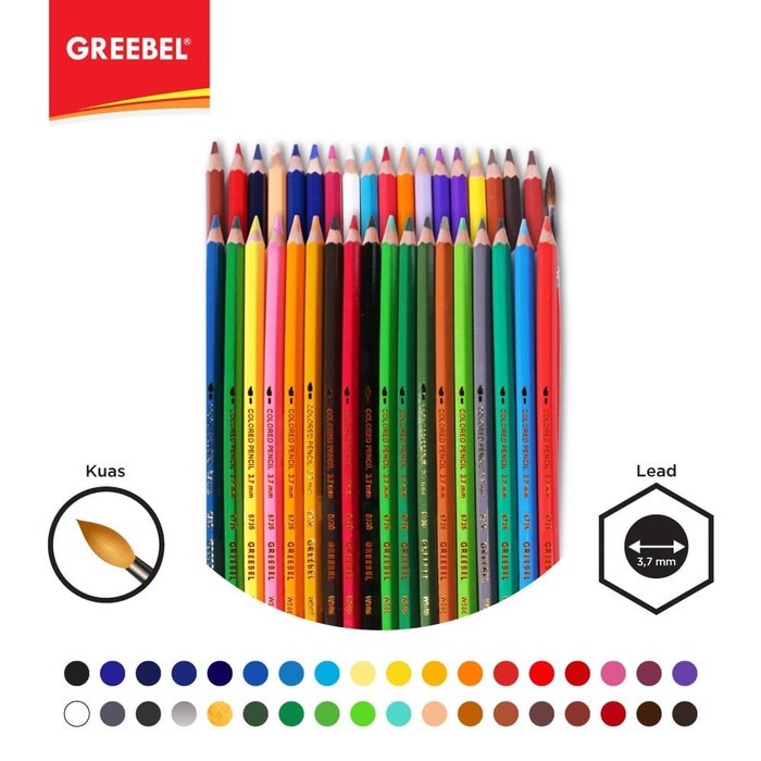 

WARNAPENSIL- GREEBEL 6736 3.7 EXTRA STRONG WATER COLOUR PENCIL 36 WARNA -PENSIL WARNA
