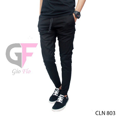 GIOFLO Celana Jogger Pants Kekinian Modis Hitam / CLN 803