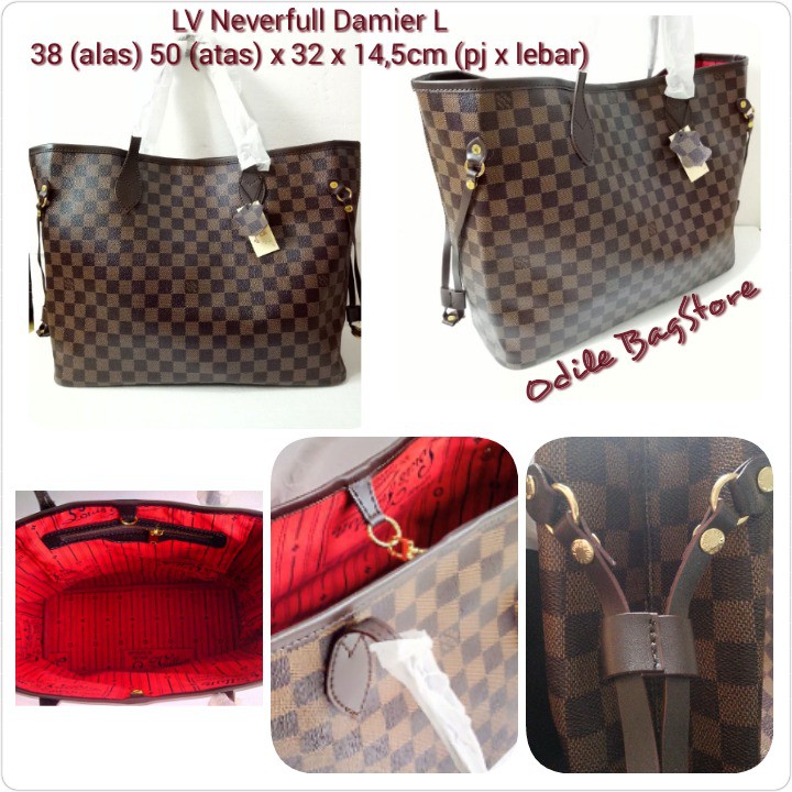 NEW Tas LV NEVERFULL Damier L Semi Super LV NEVERFULL Damier L