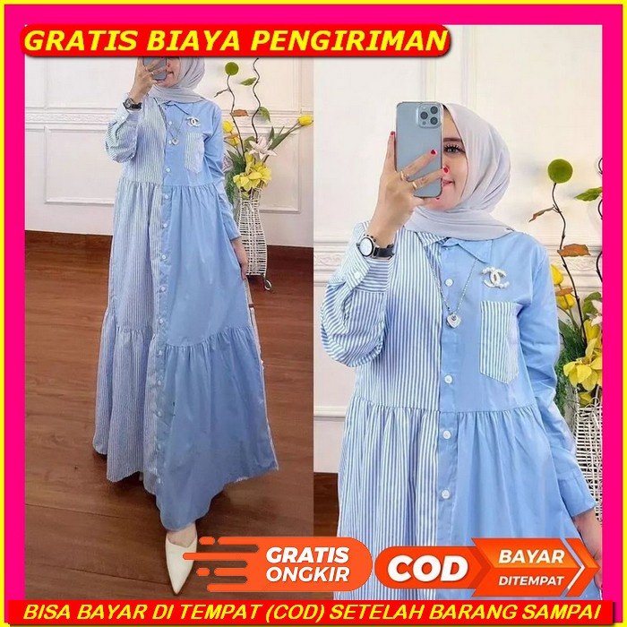 Baju Gamis Wanita Remaja Modern Terbaru 2022 Set Cardi Habibah Model Elegan Tren Kekinian Kondangan 