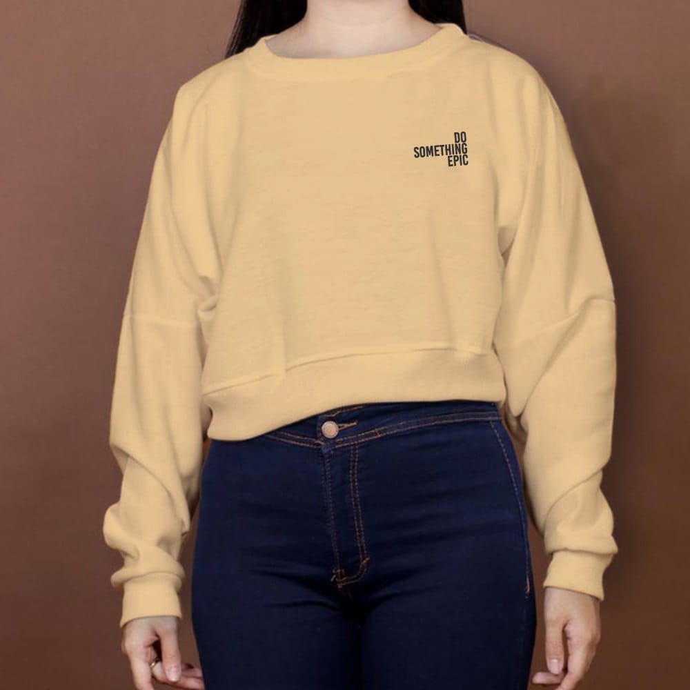 CROP OVERSIZE SWEATER WANITA DO SOMETHING EPIC BORDIR // ATASAN WANITA OVERSIZE PREMIUM // CREWNECK FLEECE TEBAL HALUS KECE TERBARU,