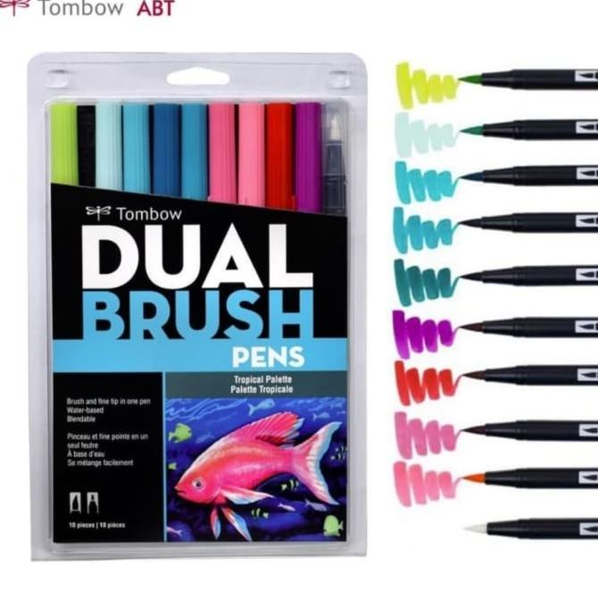 

(BISA COD) Tombow ABT Dual Brush Pen Color Set 10 Tropical Palette, Brushpen. GRATIS ONGKIR Kode 571