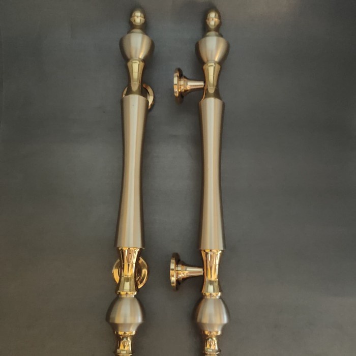 Handle Pintu Kuningan Motif Dahlia Gold Asli Kuningan