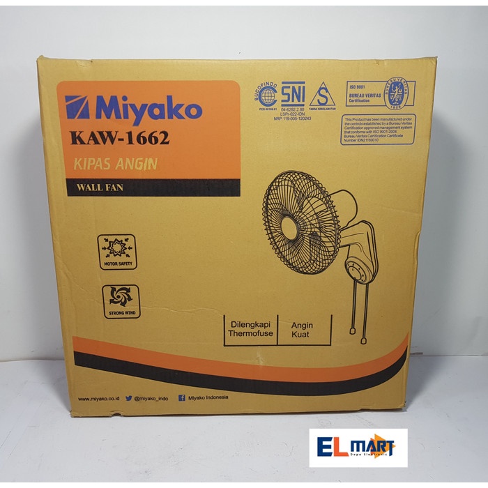 Kipas Angin Dinding Tembok 16 Inch Miyako Wall Fan KAW 1662 KAW1662 16&quot; Baling 5 Kipas