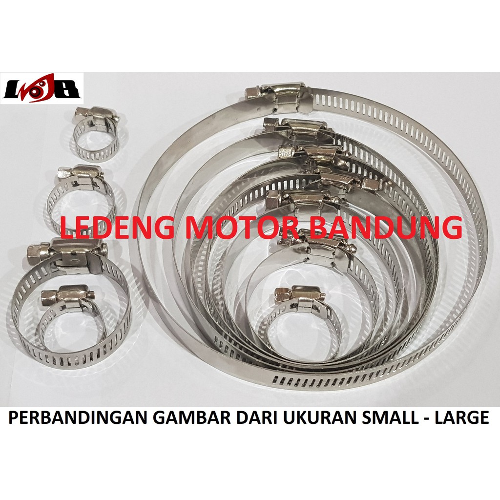 Klem Stainless Medium Size 16-63mm Hose Clamp Kleman Pipa PVC Paralon Leher Knalpot Motor