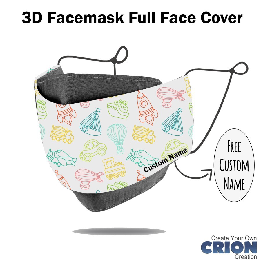 Crion - Masker 3d Anak Full Face Cover transportaion - Antibacterial