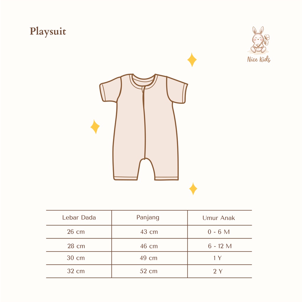 Nice Kids Basic Playsuit - Baju Jumper Romper Bodysuit Bayi Baby Anak Laki Perempuan Newborn Panjang Polos