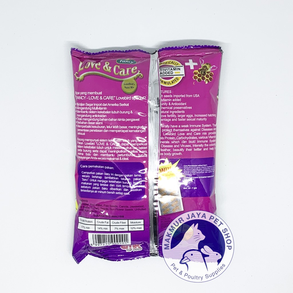 Fancy Love &amp; Care Pakan Burung Lovebird Love Bird 400 gram