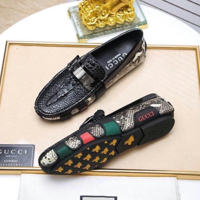 sepatu gucci loafer pria mirror sepatu cowok slip on lv