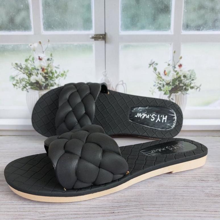 Sendal Karet Wanita Slop Kepang, Sandal Jelly Perempuan Terbaru Model Slop Kepang,Nyaman