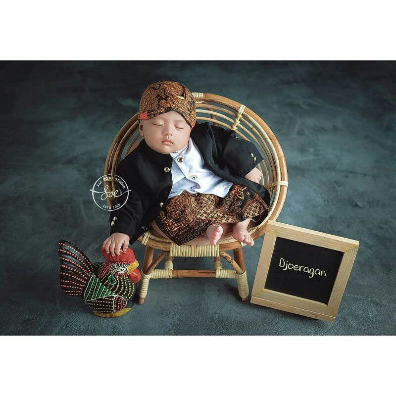 beskap OVJ anak laki setelan baju adat bayi cowok newborn pakaian khas blangkon sewek batik tedak si