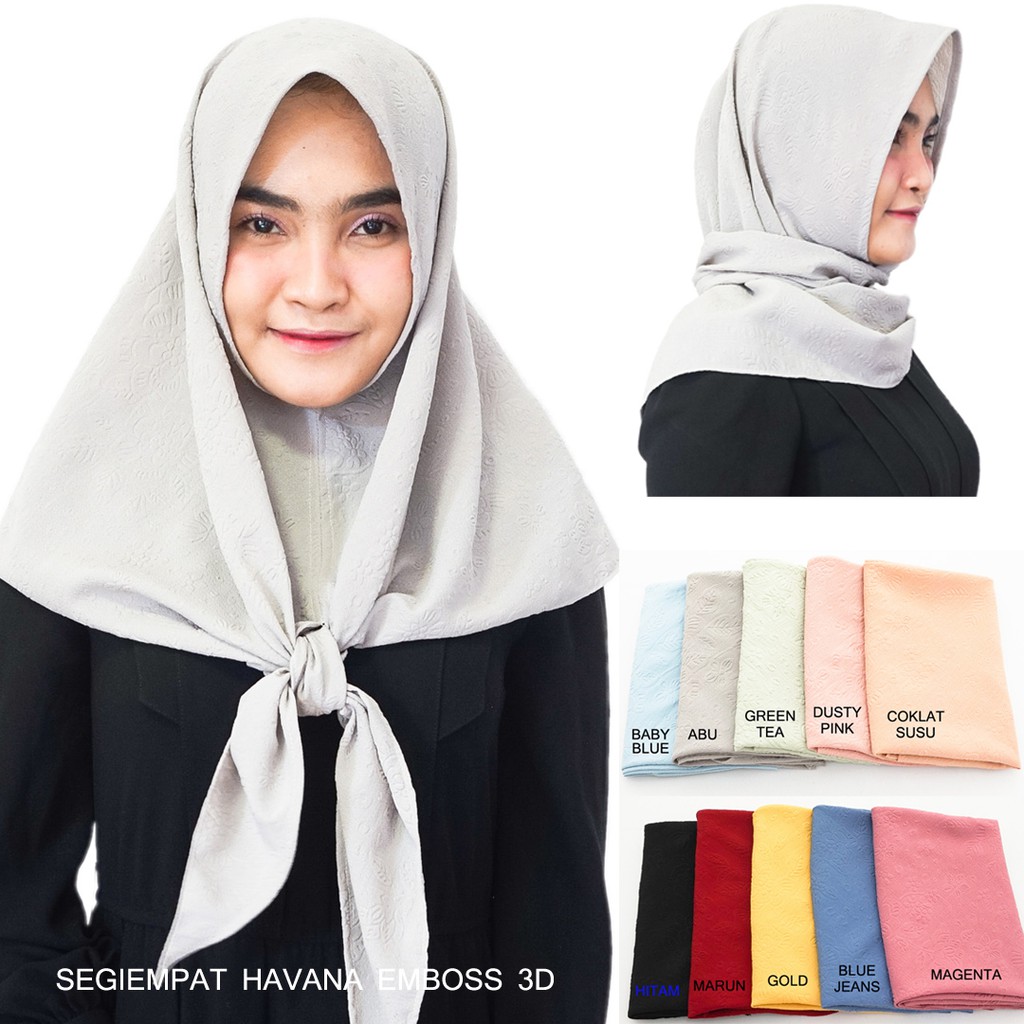 Hijab Segiempat Instan Havana - Jilbab Instan Emboss - Hijab Pesta