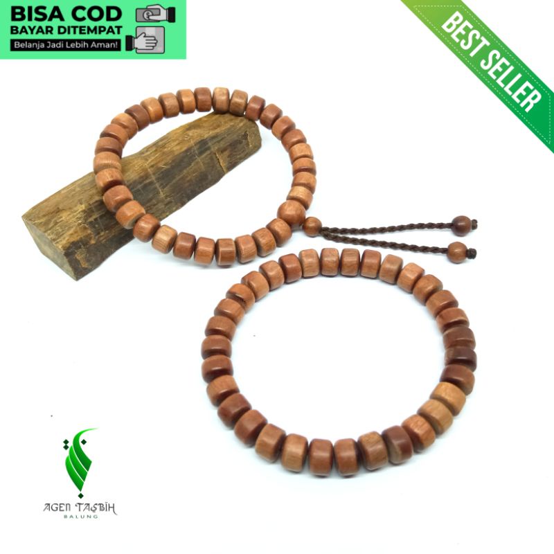 Gelang Kayu Setigi Asli Motif Tabung size 7mm