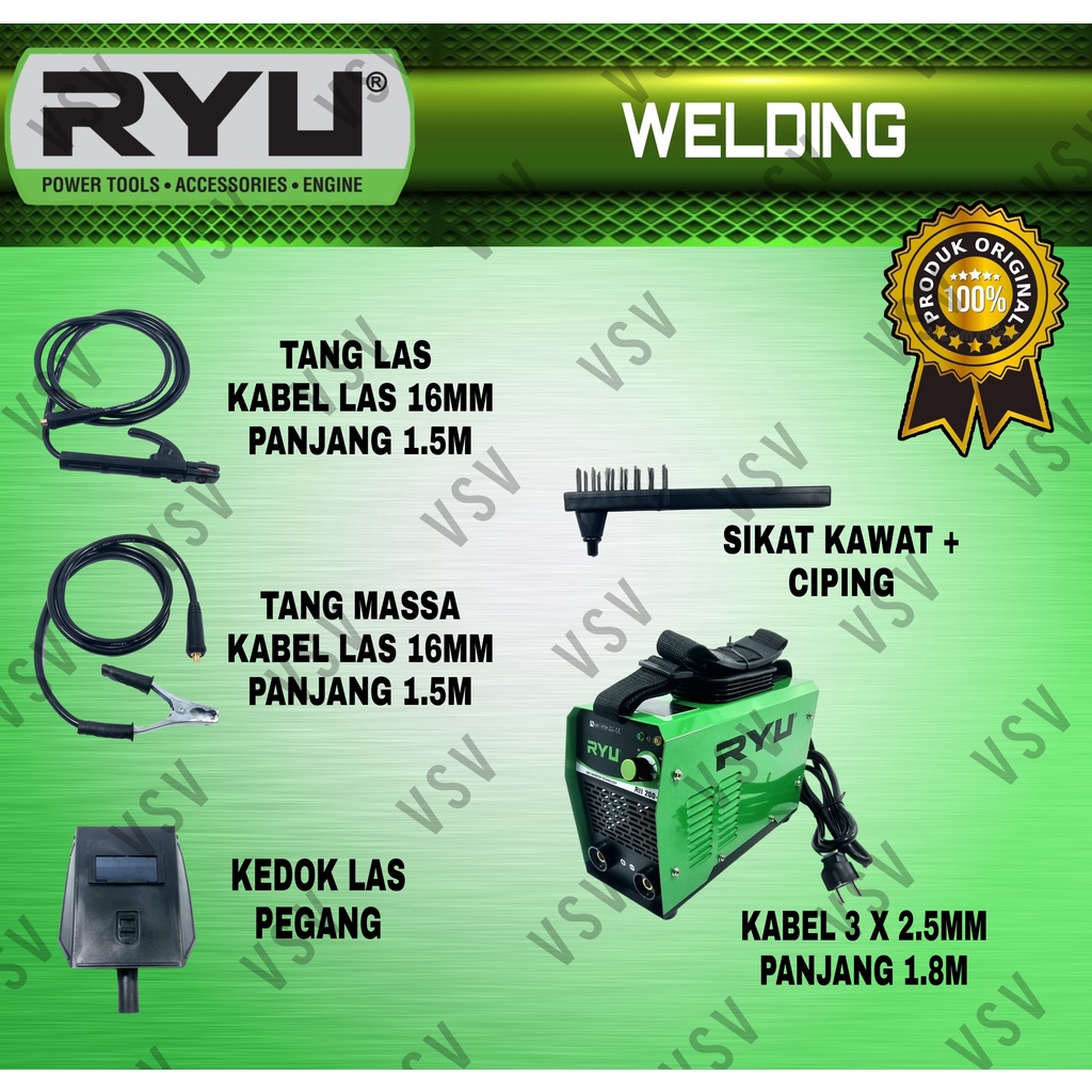 RYU RII200-1 Inverter Las IGBT 200A Mesin Travo Las Listrik Travo Welding