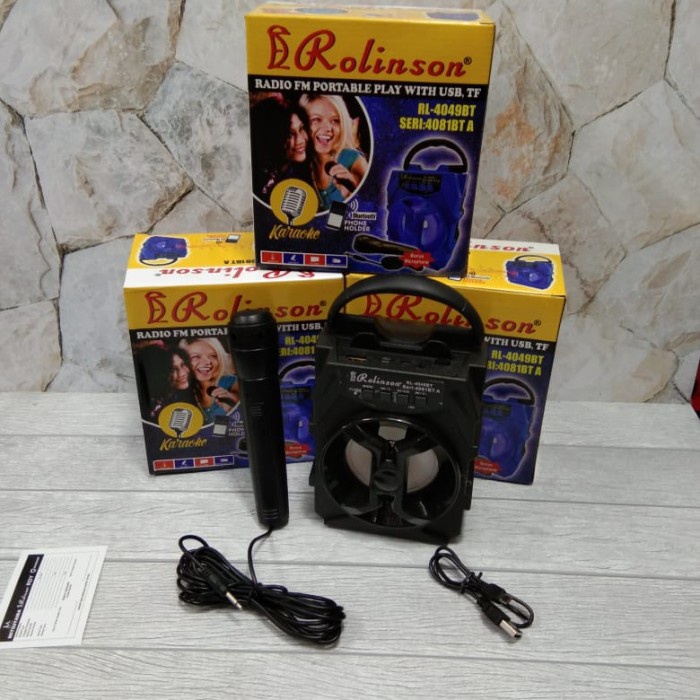 ROLINSON RADIO FM PORTABLE PLAY WITH USB TF KARAOKE BLUETOOTH RL-4049B speaker