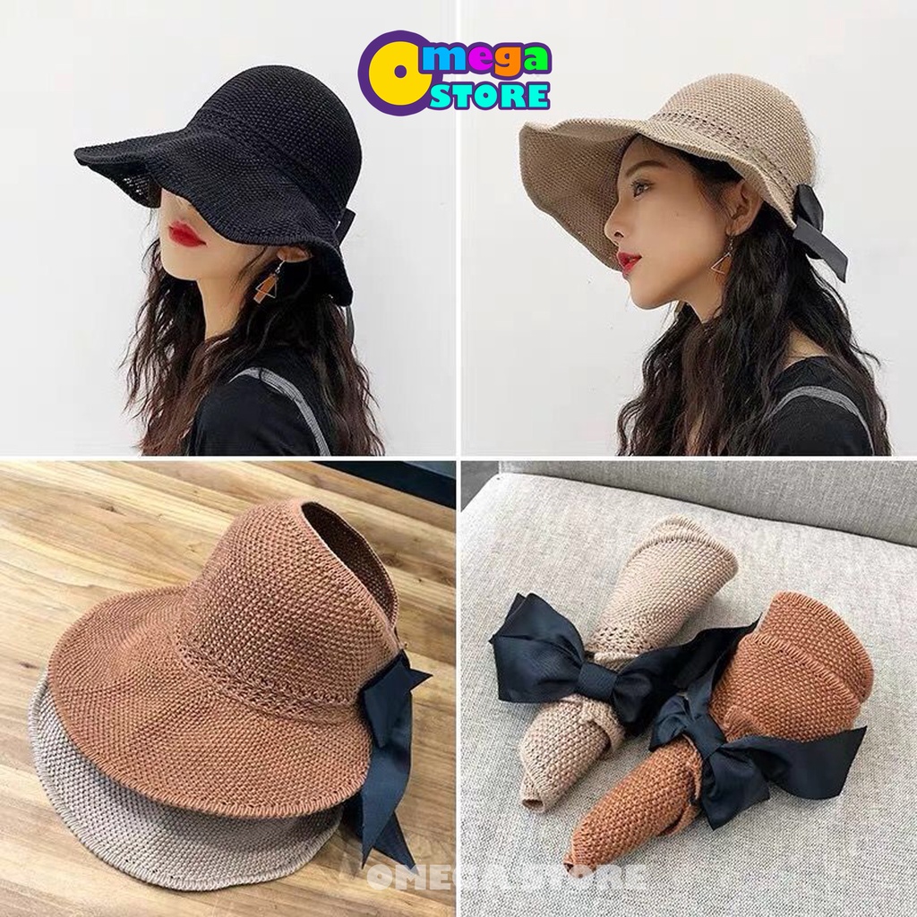 [O&amp;S] Topi Pantai Wanita Topi Rajut Topi UV Matahari Korea Fashion Sun Visor Hat-OS229