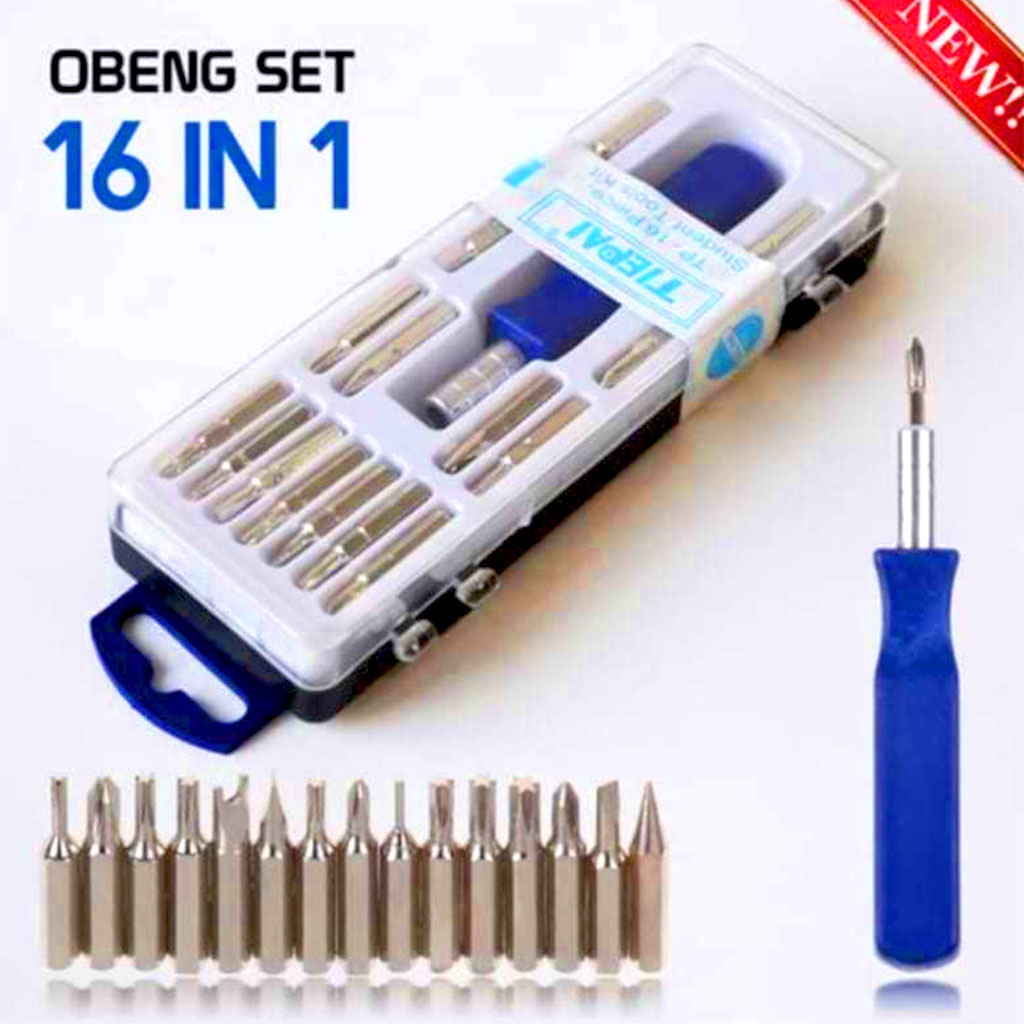 Obeng HP Set 16in1 / Obeng Service HP TV Radio Tool Kit / Obeng Set Alat Reparasi Multifungsi 16in1