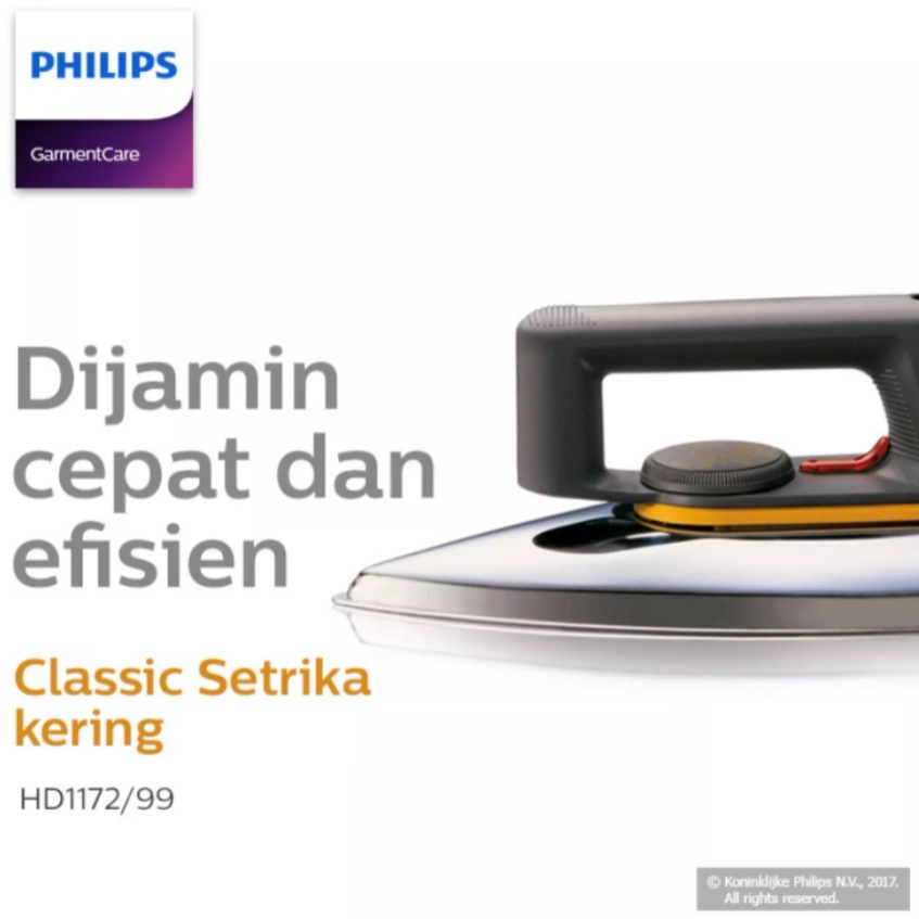 PHILIPS HD1172 Classic Dry Iron 350W Setrika Kering Original HD1172/99