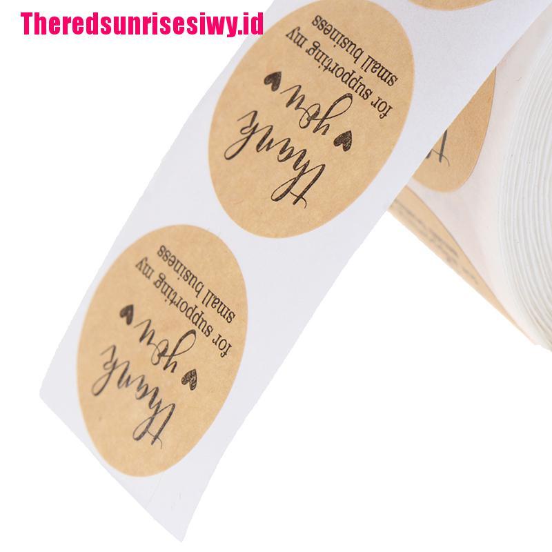 500pcs / Roll Stiker Kertas Bulat Tulisan Thank You Handmade Untuk Dekorasi