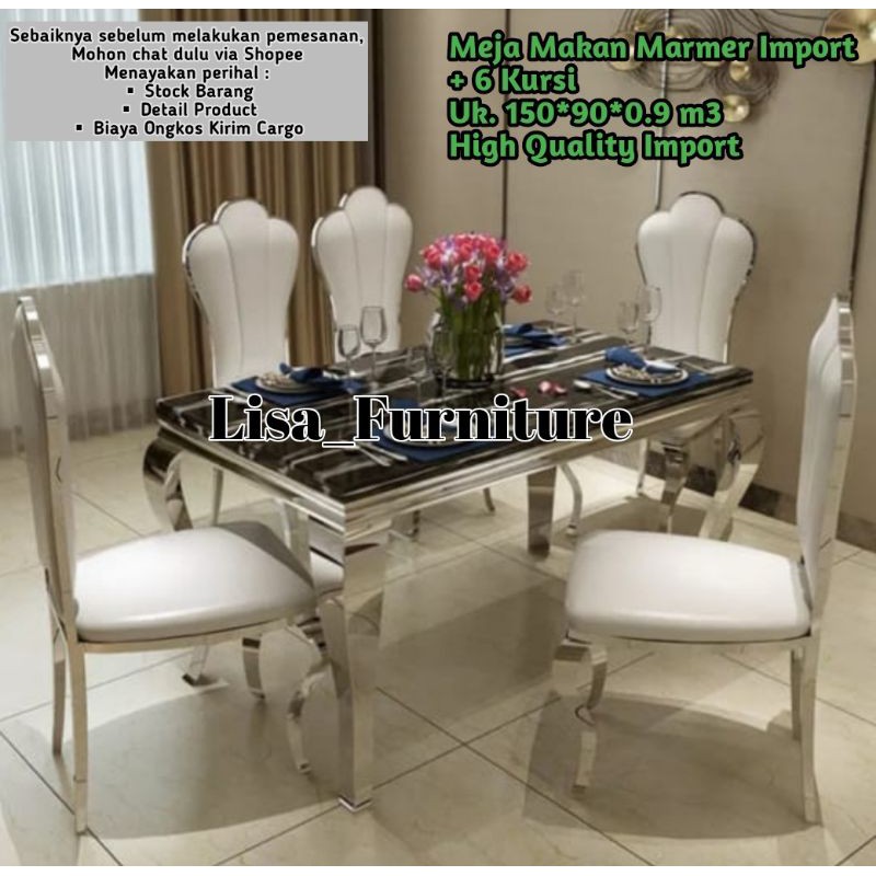 Meja Makan Marmer|Meja Makan Marmer 6 Kursi|Meja Makan Marmer 4 Kursi|Meja Makan Marmer Minimalis|Me