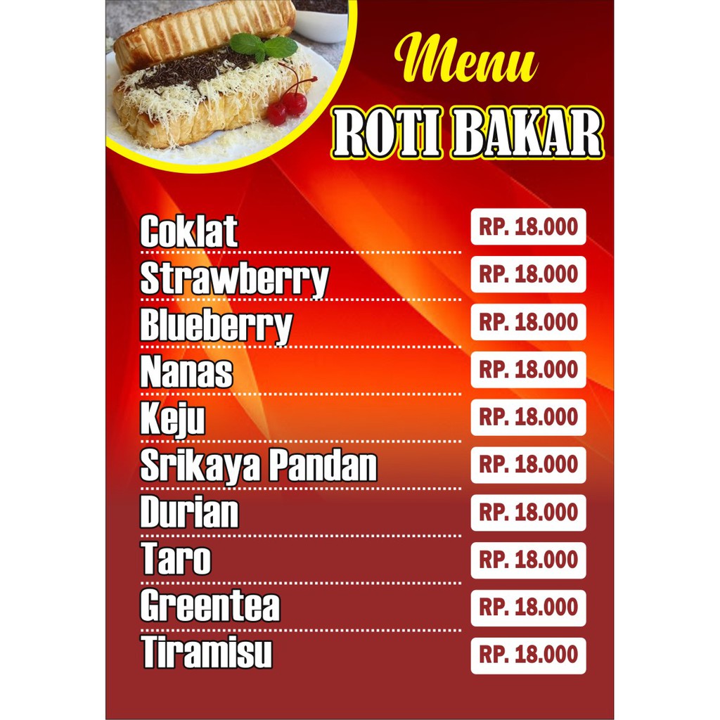 Jual Stiker Menu Makanan dan Minuman Uk A4 untuk ditempel pada Kaca