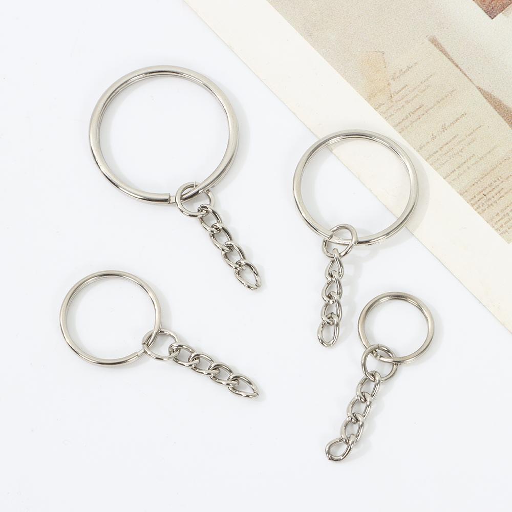 R-flower 10/20Pcs Gantungan Kunci Silver Liontin Split Ring Key Holder Rings