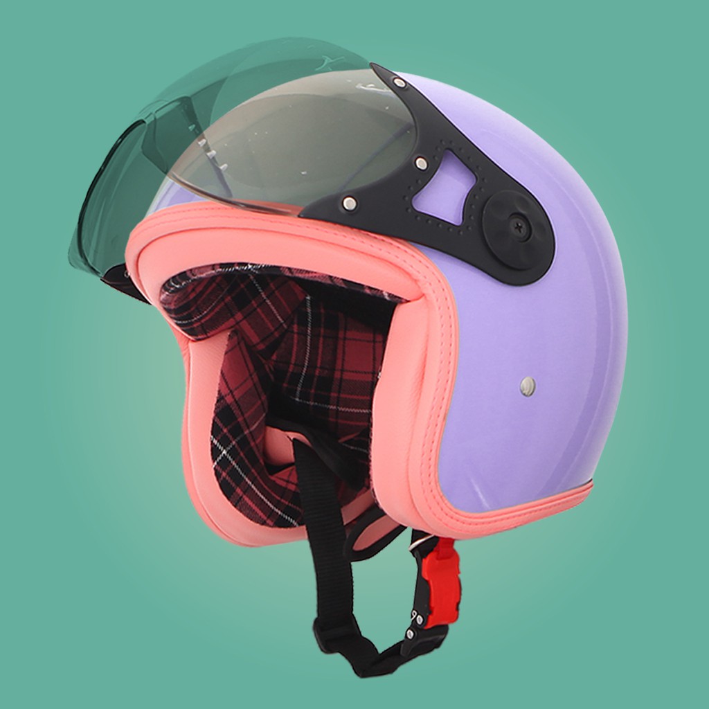 RIMC Helm retro wanita half face SNI sada rosa NEW FLANEL Pastel PURPLE KACA PILOT