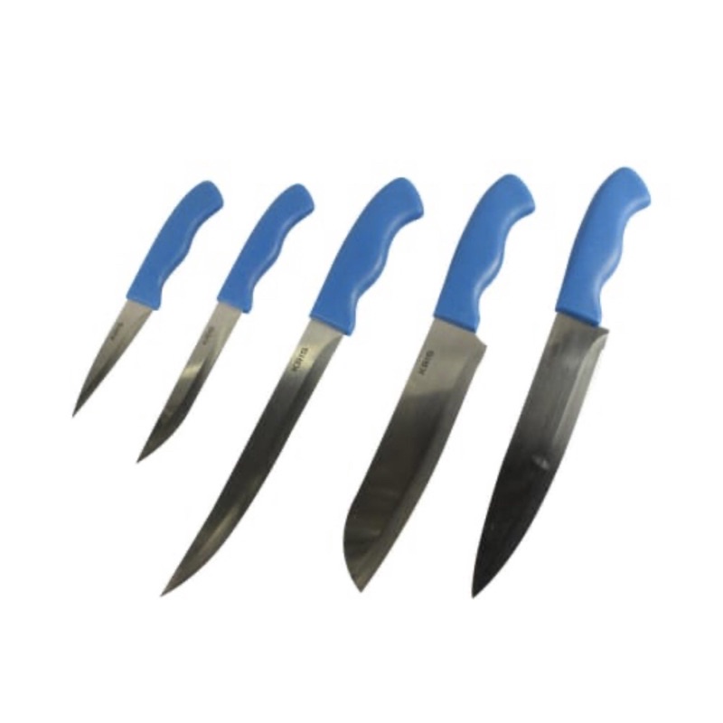 KRISCHEF SET-6PCS PISAU DAPUR BIRU/ACE KNIFE BLOCK SET OF 6 BLUE/ACE PISAU DAPUR SERBAGUNA KRISCHEF 6-SET BIRU