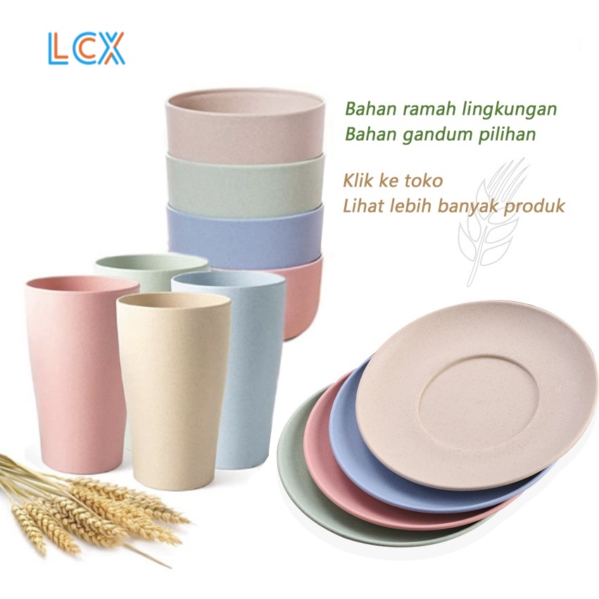 LCX Mangkok Wheat Straw Mangkuk Jerami / Gelas Plastik / Piring / Dinner Plate Piring Bulat