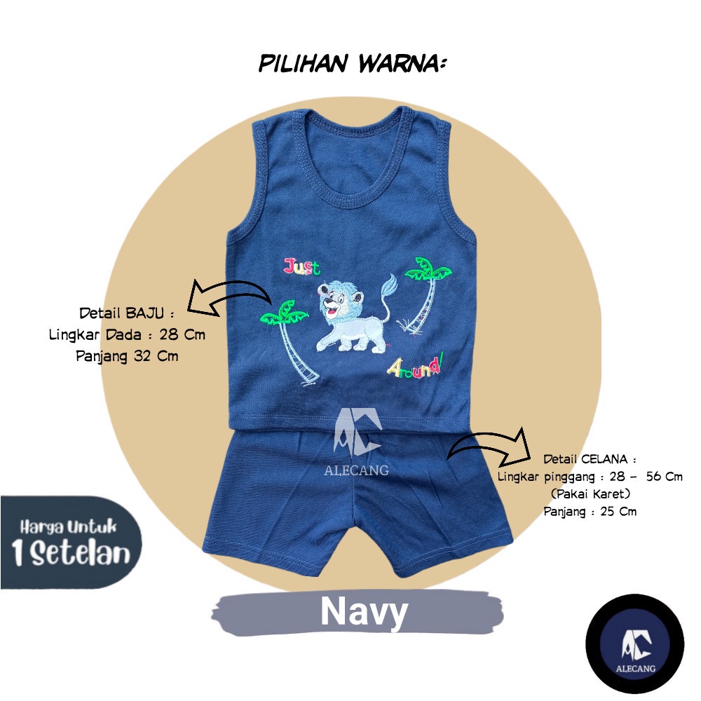 Setelan Baju Putung Bayi Laki-laki size 0-6 Bulan MOTIF LION