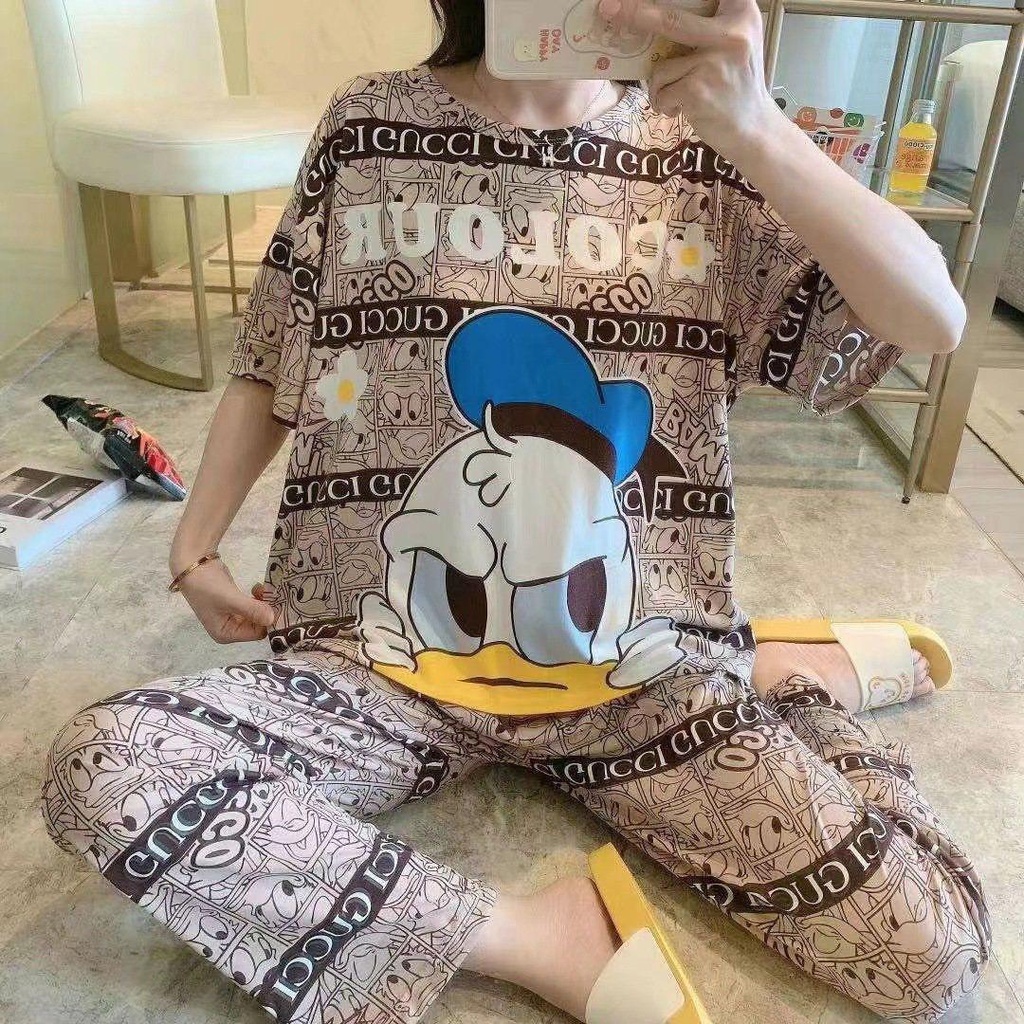 AJW Shop Baju Tidur Piyama Set 50 Motif | Setelan Wanita Import | Baju Tidur Wanita Dewasa | Piyama Wanita-Doanld Gucci